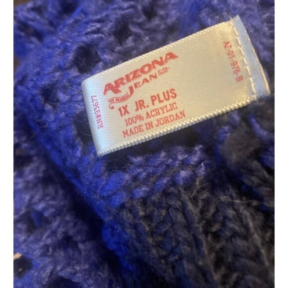 Arizona Jeans Co Sweater Womens Open Chunky Knit Long Sleeve Cobalt Blue Blk IX - Picture 5 of 6